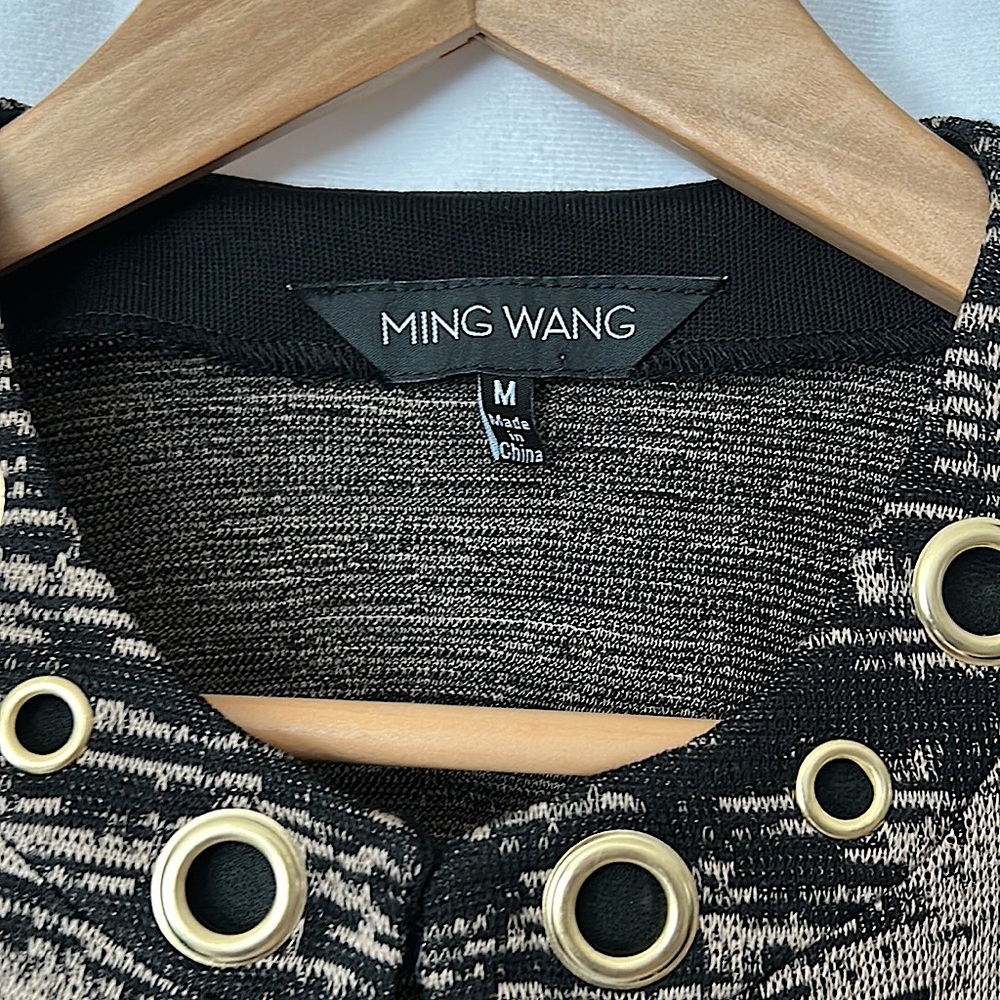 Ming Wang Brown/Black Open Front Cardigan Sweater Shirt Top **Size M** 🌺🌺 - Picture 4 of 4
